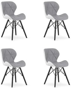 Set štyroch jedálenských stoličiek LAGO ekokoža, sivé / biele / čierne (4 ks)