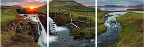Obraz - Kirkjufell pri západe slnka (s hodinami) (90x30 cm)