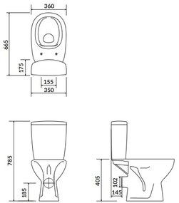 Cersanit ARTECO - WC kombi + antibakteriálne sedátko s funkciou pomalého zatvárania, horizontálny odpad, K667-056