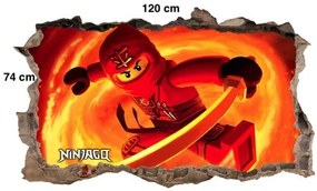 Nálepka na stenu červený ninja go 120 x 74 cm