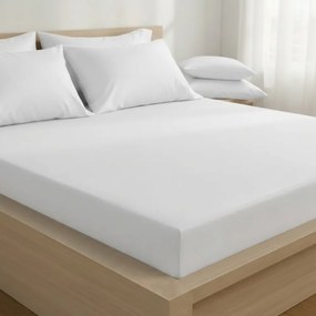 Kvalitex Saténové prestieradlo s gumou biela, 90 x 200 cm