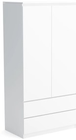Šatní skriňa 90cm so 2 zásuvkami a vešiakom LUNE Biela