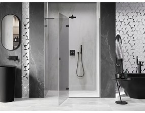 Mexen, Mexen Lunar L Otočné ľavé sprchové dvere 130 cm, transparentné, pištoľový kov - 834L-130-000-95-00-L