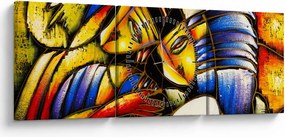 Obraz - Olejomaľba, milenci (s hodinami) (90x30 cm)
