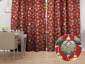 Biante Bavlnený záves Sandra SA-528 Vianočné banky na červenom 150x250 cm
