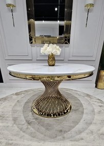 JEDÁLENSKÝ STÔL AUDREY BIELY MRAMOR + ZLATÝ 100 x 75 cm