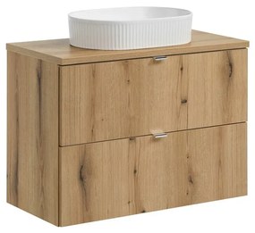 Závěsná skříňka Nova Oak Beyond s deskou a umyvadlem 80 cm dub coast evoke