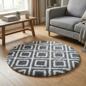 Protišmykový koberec DECOR čierny / biely kruh