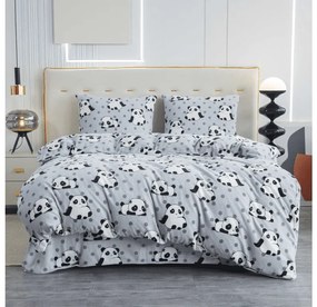 Obliečky mikroplyš PANDA sivé Rozmer obliečky: 2 ks 70 x 90 cm | 200 x 220 cm