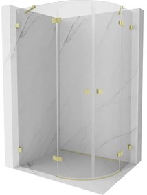 Mexen Lunar, polkruhový sprchový kút naklápací doľava 100 x 80 cm, 8mm číre sklo, zlatý matný profil, 833-100L-080P-55-00