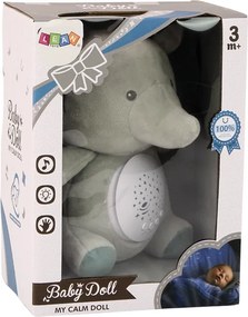 LEAN Toys Plyšový sloník uspávačik s melódiami a projektorom hviezd sivý