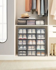 Úložný box Bill, sada 18ks, 23x14x33 cm, čierna