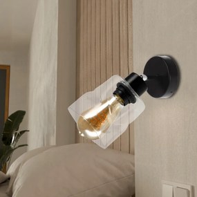 BERGE LED nástenné svietidlo E27, skladacie, priehľadné štvorcové