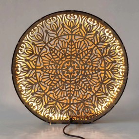 Drevená dekoratívna lampa s mandalou | LYLI: HDF - Orech 20 cm 4783-115150 LED0604