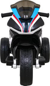 Ramiz BMW HP4 detský motocykel na batérie modrý + 3 kolieska + LED + MP3 USB + ekokoža
