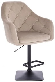 LuxuryForm DESIGN Barová stolička ANDORA VELUR na čiernej hranatej podstave - latte