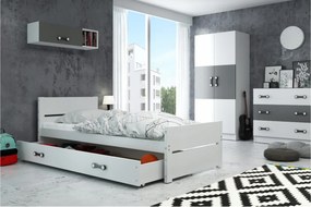 Interbeds Jednolôžková posteľ Bartek pre teenagerov 200x90 s matracom a zásuvkou - biela