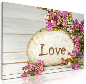 Obraz kameň s vyritým nápisom Love - 120x80