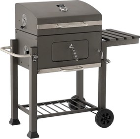 BBQ Meeting VEĽKÝ UHLÍKOVÝ ZÁHRADNÝ GRIL S VEKOU, LÍTNOU GRILOVACOU MREŽOU A KOLIESKAMI 114,5 x 60 x 108 CM *5320