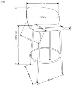 Barová stolička KARO — kov, látka, sivá
