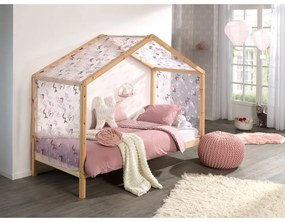 Domčeková detská posteľ z borovicového dreva s výsuvným lôžkom a úložným priestorom v prírodnej farbe 90x200 cm DALLAS – Vipack