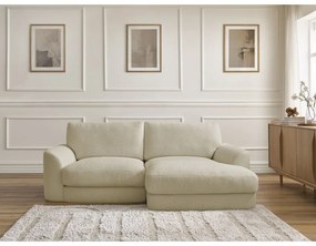 Béžová rohová pohovka z textílie buklé (pravý roh/s leňoškou) Leonore – Bobochic Paris