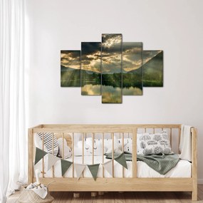 Obraz jazera s presvitajúcim slnkom (150x105 cm)