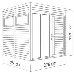 Drevený záhradný domček Bertilo Cubo 2 Office prírodný 226x234 cm