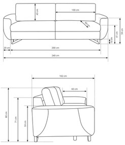 Trojmiestná pohovka AVESTA antracit