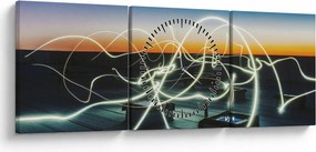 Obraz - pohľad na oblohu zo strechy (s hodinami) (90x30 cm)
