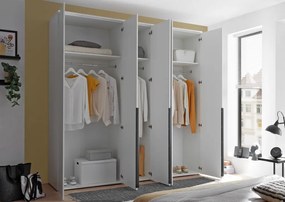 Šatníková skriňa so zrkadlom Kevo, 225 cm, biela