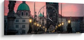 Obraz - Na Karlovom moste (s hodinami) (90x30 cm)