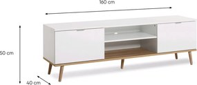 TV skrinka Göteborg, biela / dub sonoma
