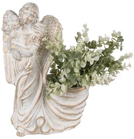 Biely antik kvetináč so sochou anjela Angelio Baroque - 22*13*30 cm