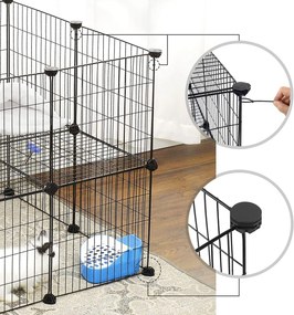 Modulárna ohrádka pre malé zvieratá, 2 úrovne, čierna