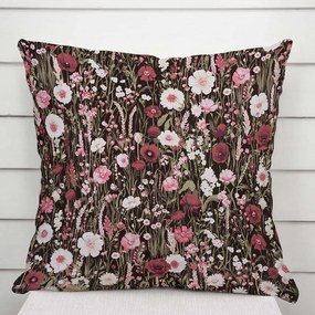 Biante Bavlnená obliečka na vankúš Sandra SA-740 Lúčne kvietky na temne hnedom 40 x 40 cm