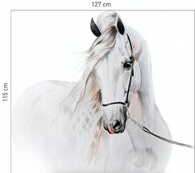 Úžasná nálepka na stenu snehovo biely kôň 115 x 127 cm