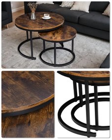 Sada 2 konferenčných stolíkov GALEN 70 cm Rustic