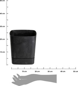 PLASTOVÝ KVETINÁČ CUBI 25X27,5 CM IMITÁCIA BETÓNU ČIERNA