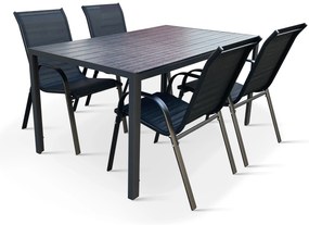 Záhradný jedálenský set Viking L + 4x kovová stolička Ramada