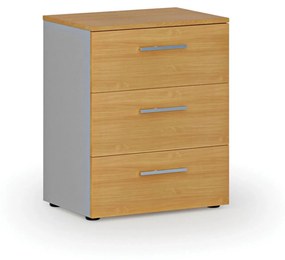 Kancelárska komoda k stolu PRIMO GRAY, 740 x 600 x 420 mm, sivá/buk