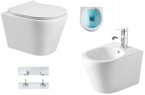 Mexen RICO Rimless, závesná WC misa so sedátkom + bidet, biela, 30724000+35724800