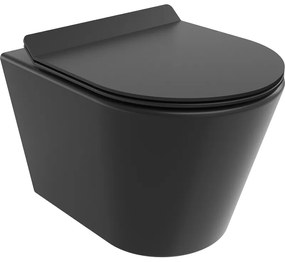 Mexen Rico závesné wc Rimless s toaletným sedátkom Slim z duroplastu, čierna matná - 30720185