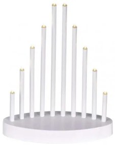 EMOS LED vianočný svietnik, 10 sviečok, teplá biela, 3xAA, časovač, biela