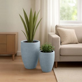 Sada 2 ks kvetináčov 2 round - sivá