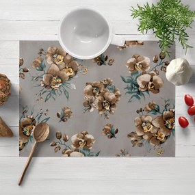 Biante Bavlnené prestieranie na stôl Sandra SA-622 Hnedé orchidey na sivom 35x45 cm