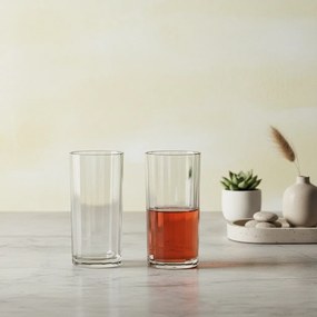 Sada 4 ks vysokých pohárov ELISE STRIPES 360 ml číra