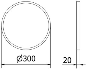 Mexen Loft, okrúhle kúpeľňové zrkadlo 30 cm, farba rámu biela, 9850-030-030-000-20