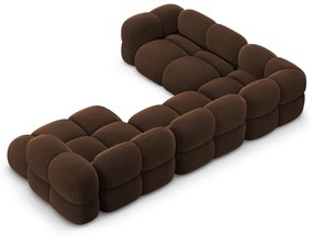 Tmavohnedá zamatová rohová pohovka (ľavý roh/do tvaru "U") Loretto – Cosmopolitan Design