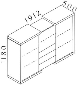 Stredná skriňa Lineart 191,2 x 50 x 118 cm, brest tmavý / biela